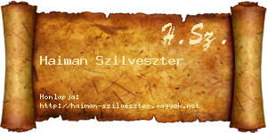 Haiman Szilveszter névjegykártya